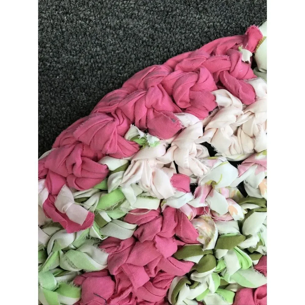 Handmade Crochet Round Rag Rug Bathmat Mat Cotton Multi chair seat Washable Eco